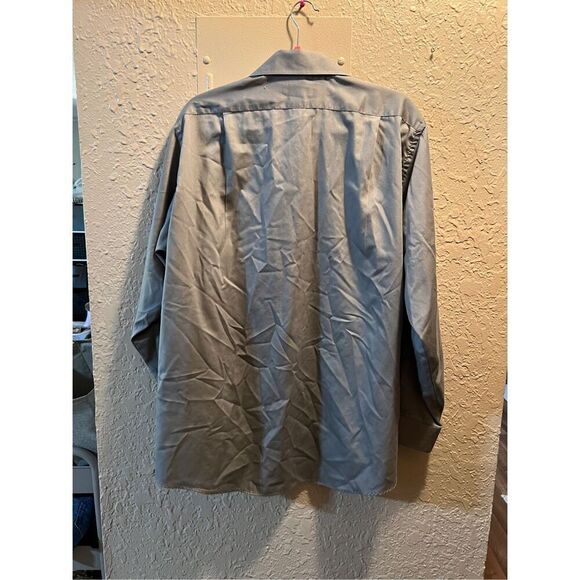 Van Heusen Grey Regular Fit Lux Sateen Button Down Shirt Men’s Size 17 34/35 - Picture 9 of 11